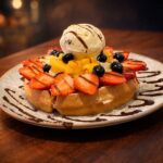 Waffles frutado con helado artesanal
